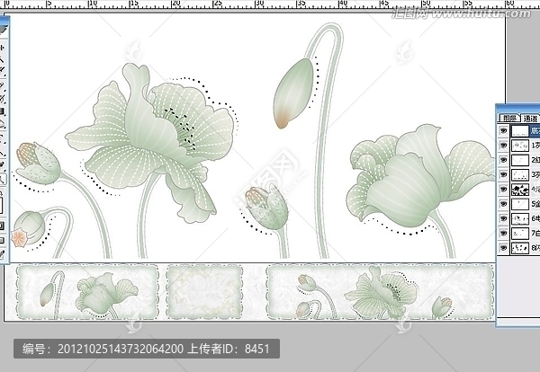 瓷片腰線花片（通道分色）