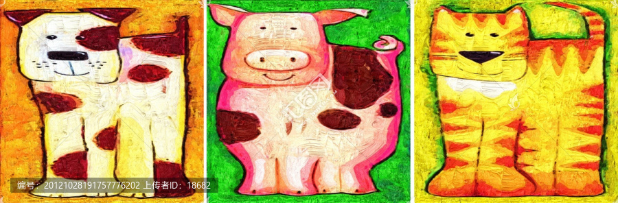 裝飾畫,無框畫,油畫,動物