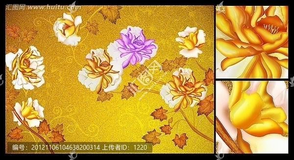 巨幅背景墻,牡丹花開