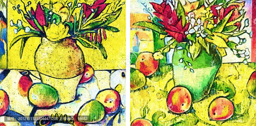裝飾畫,無框畫,油畫,花瓶