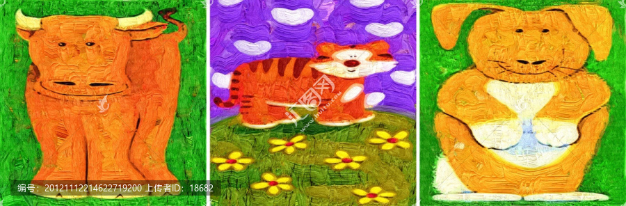 裝飾畫,無框畫,油畫,動物