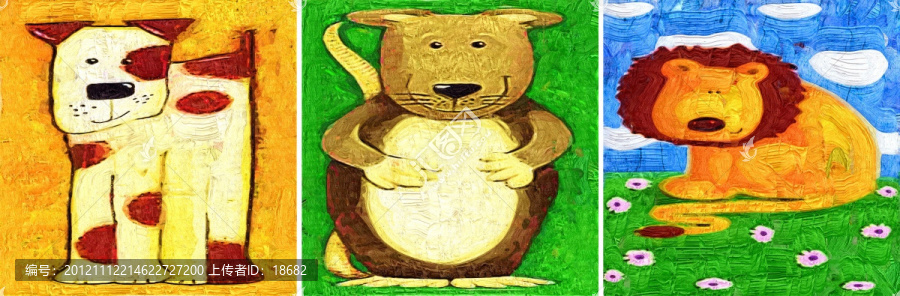 裝飾畫,無框畫,油畫,卡通動物