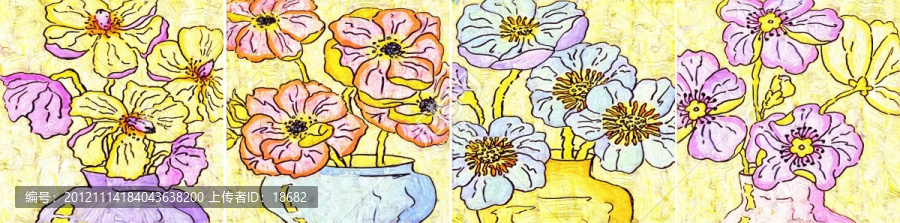裝飾畫,無框畫,油畫,花瓶