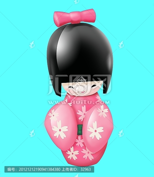 卡通,日本和服娃娃
