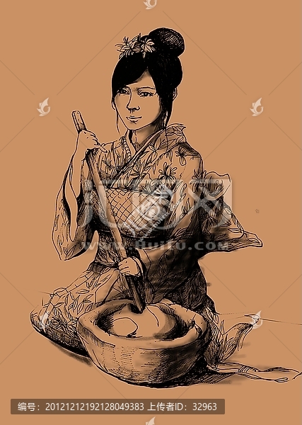 日本和服女人做工圖