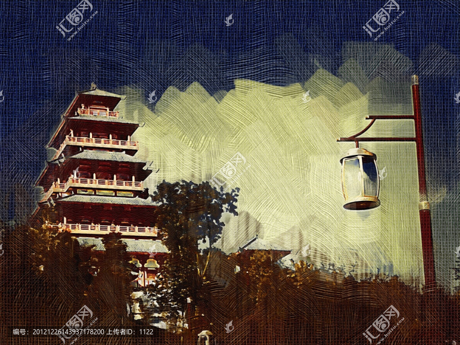 抽象畫,樓閣