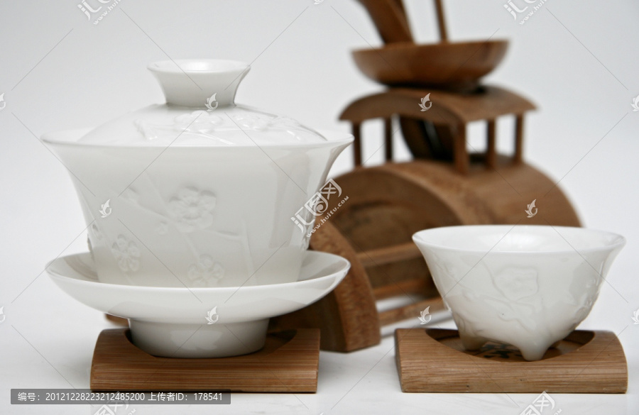 白瓷印花茶具,功夫茶具