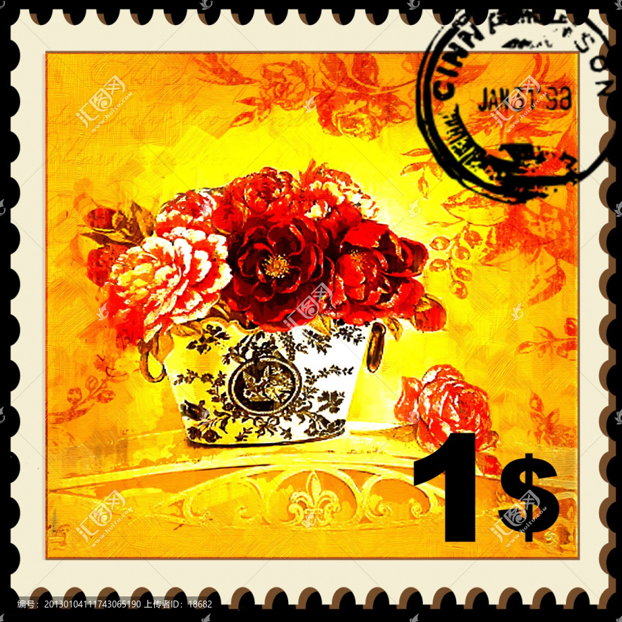 郵票,花盆