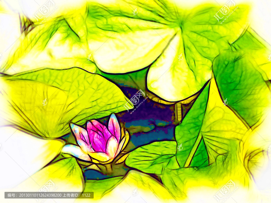 抽象畫,荷花