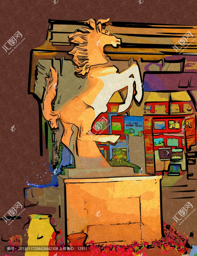 馬,插畫