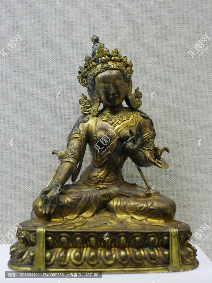 藏族白度母鎏金铜像