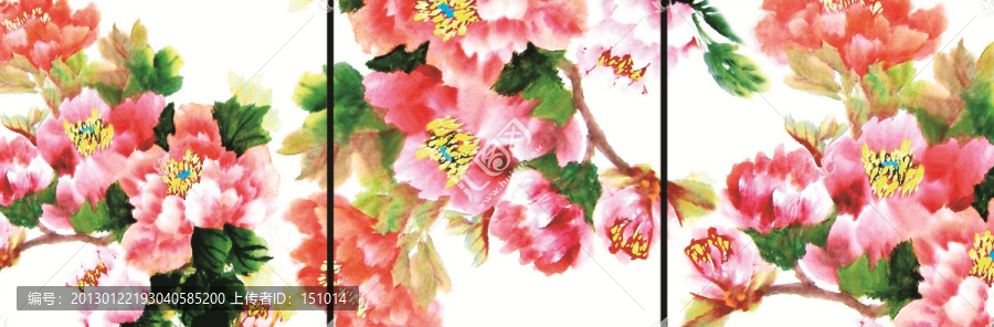 富貴牡丹裝飾無(wú)框畫(huà)