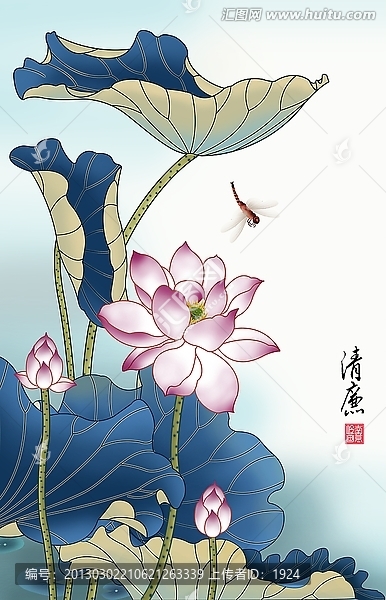 荷花,工筆荷花,,國畫花鳥