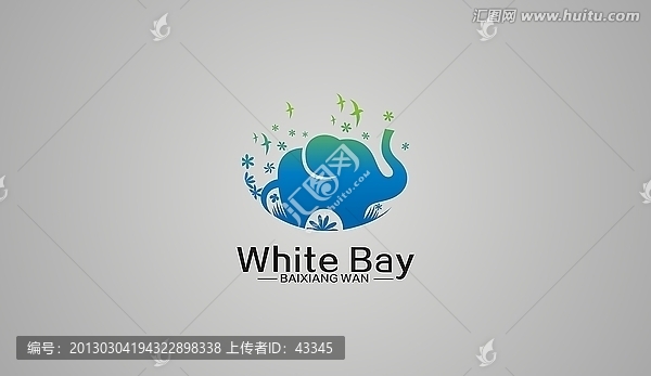 大象,鳥,小花
