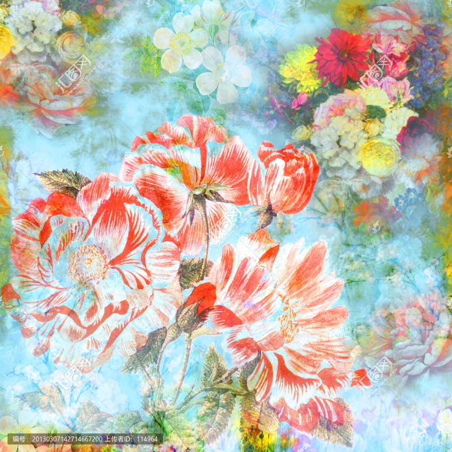 手繪花,無(wú)框畫(huà),抽象