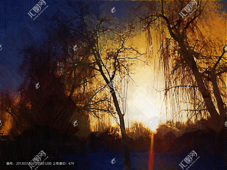 抽象畫,,,油畫,黃昏