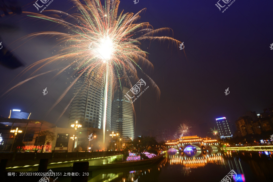 成都夜景锦江烟花