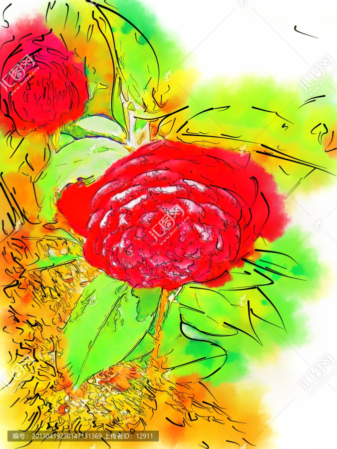 花卉裝飾畫,插畫