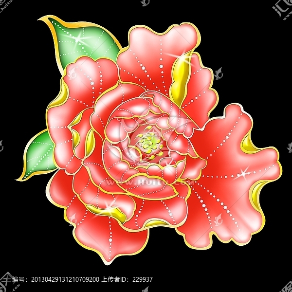 手繪藝術(shù)花形,,牡丹花