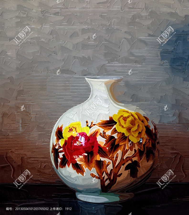 油畫,花瓶