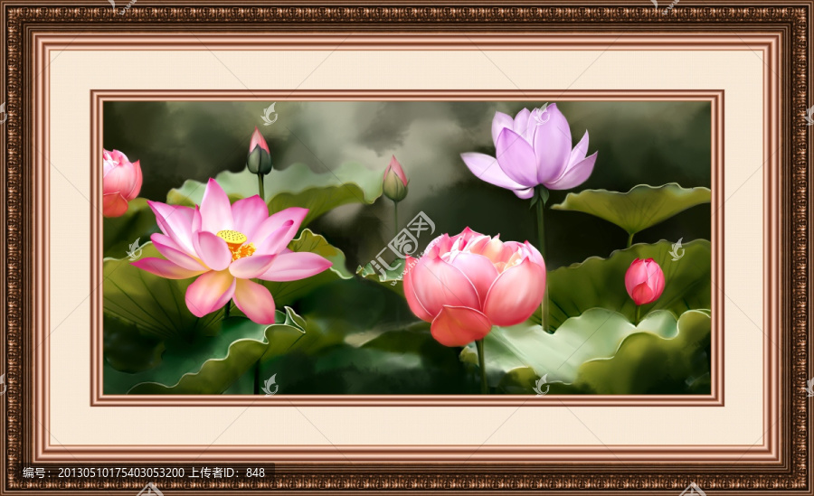 花卉,荷花,無(wú)框畫（未分層）