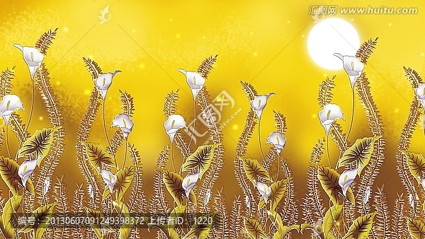 手繪壁畫藝術(shù)玻璃,,百合花開