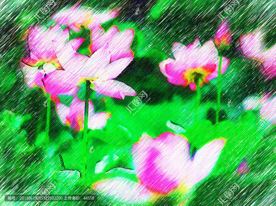 荷花,裝飾畫,抽象畫,無框畫