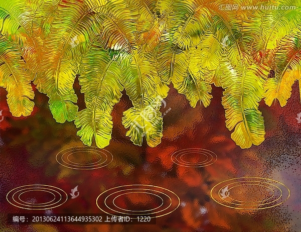藝術玻璃寫真圖,黃金芭蕉圖