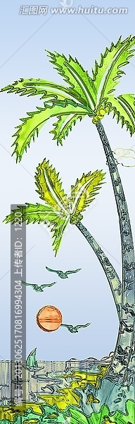 新款平開門,椰樹