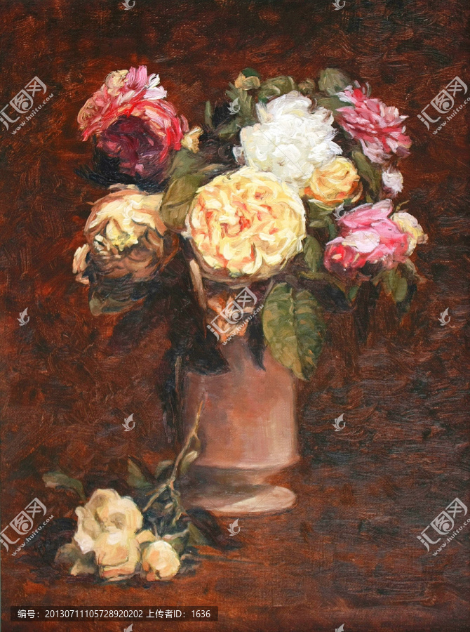 手繪油畫插花