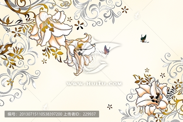 藝術(shù)玻璃背景,,百合花