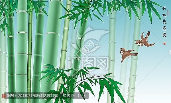 竹林雙雀
