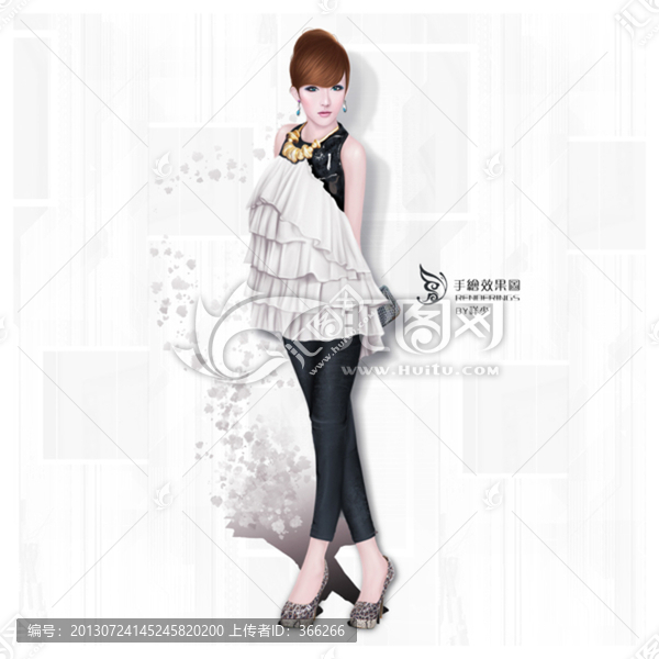 服裝手繪美女PSD高清分層
