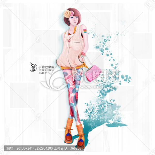 服裝手繪美女PSD高清分層