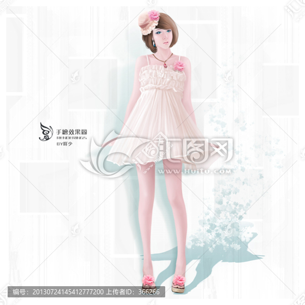 服裝手繪美女PSD高清分層