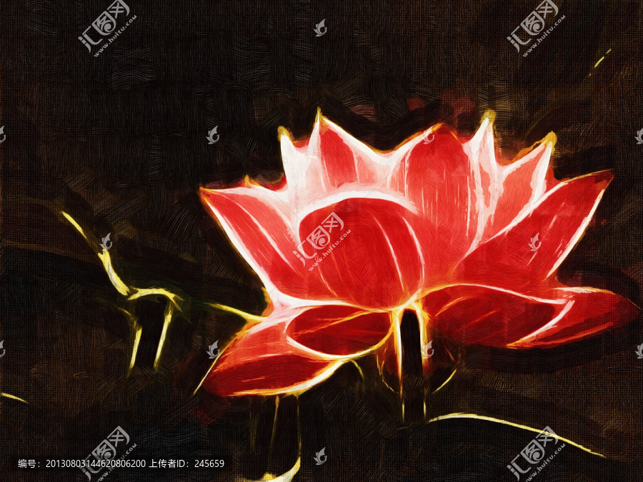 油畫,荷花