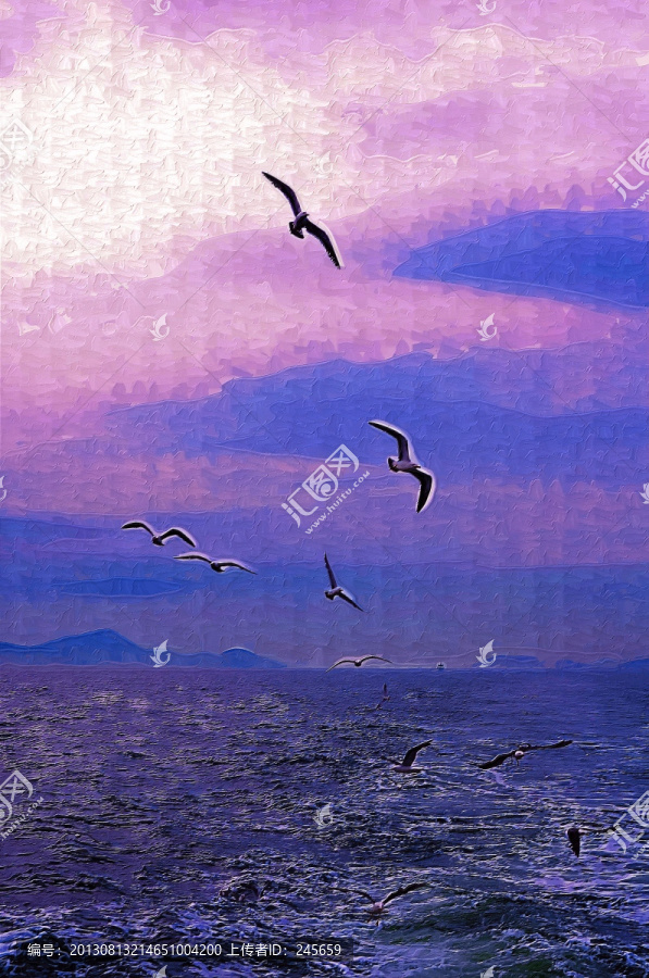 油畫,海鷗