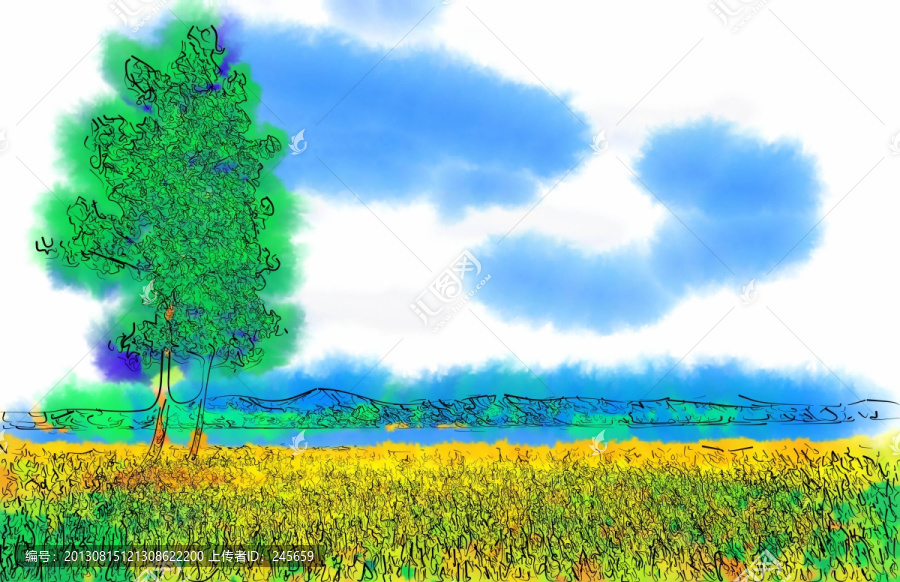 油畫,田野小景