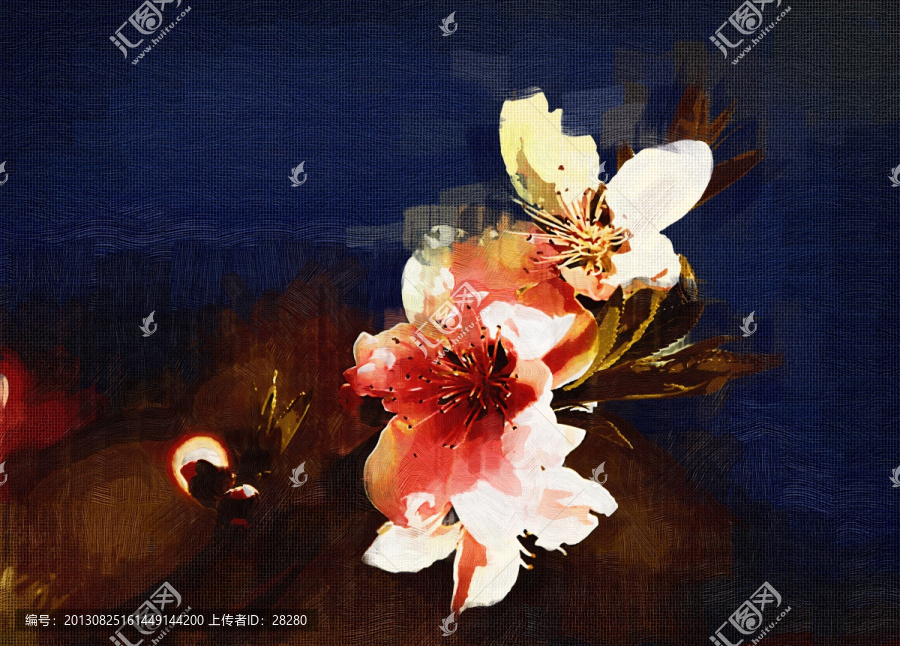 油畫,桃花
