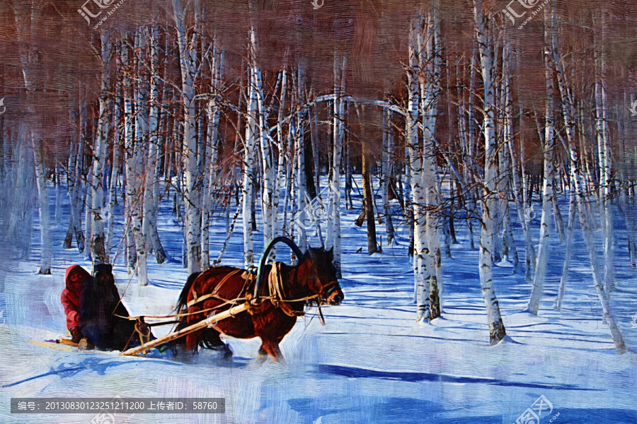 駿馬踏雪圖,電腦油畫(huà)