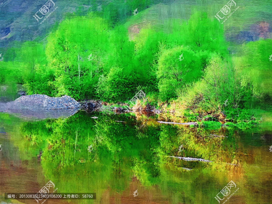 河景,電腦油畫