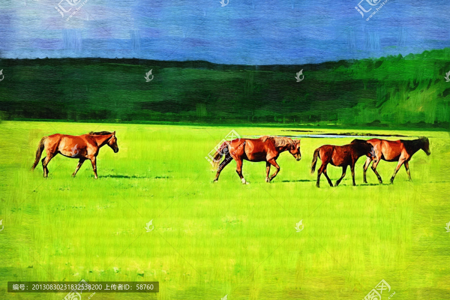 草原牧歌,电脑油画