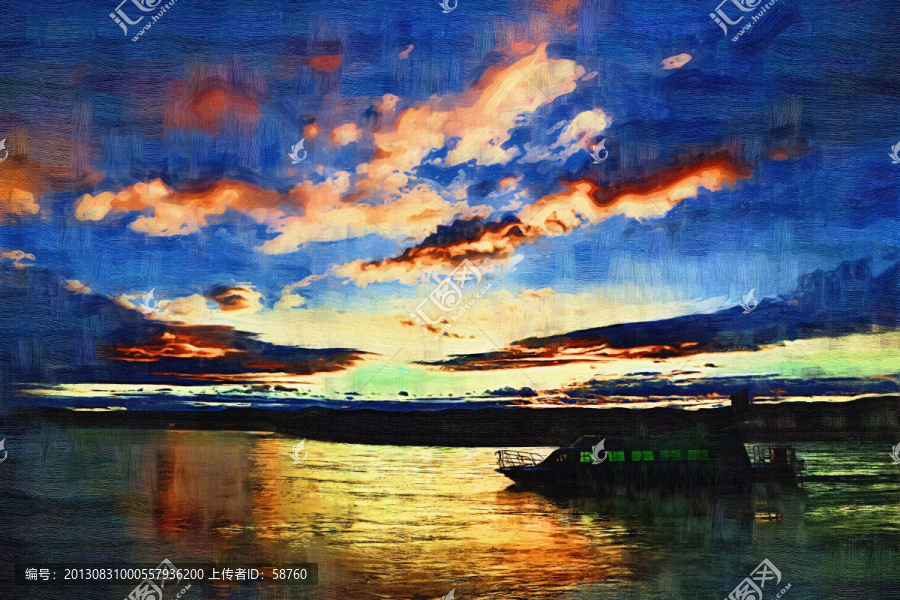 河景,電腦油畫