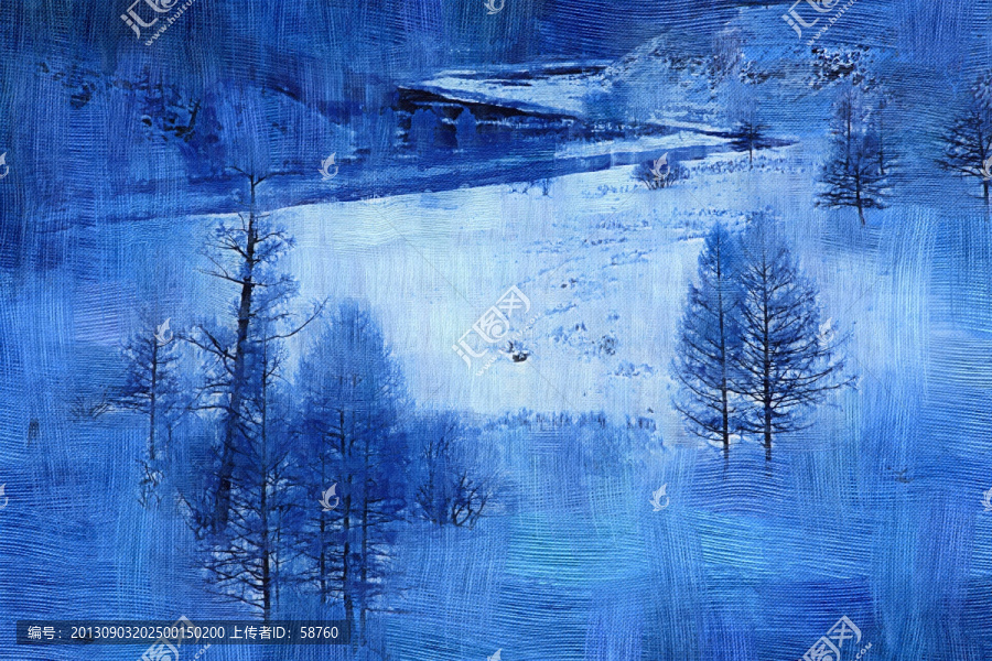 冬雪,電腦油畫