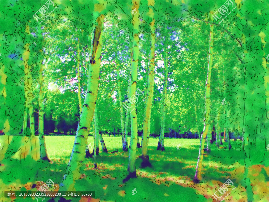 白樺林之夏,電腦畫