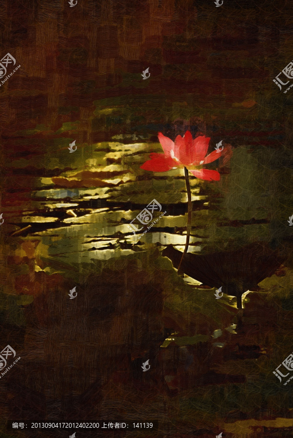 荷花,抽象畫(huà),無(wú)框畫(huà),裝飾畫(huà)