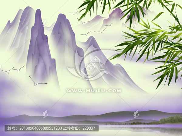 世幅分層壁畫,,,唯美山水