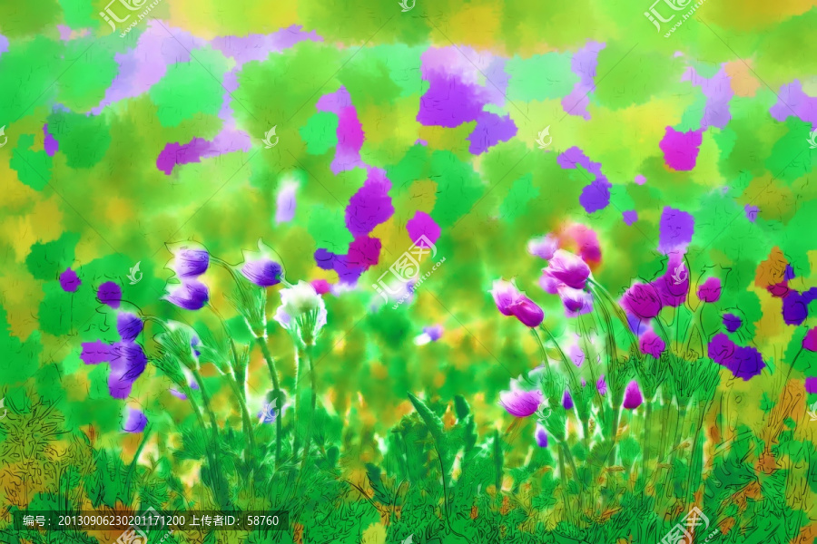 花之韻,電腦水彩畫(huà)