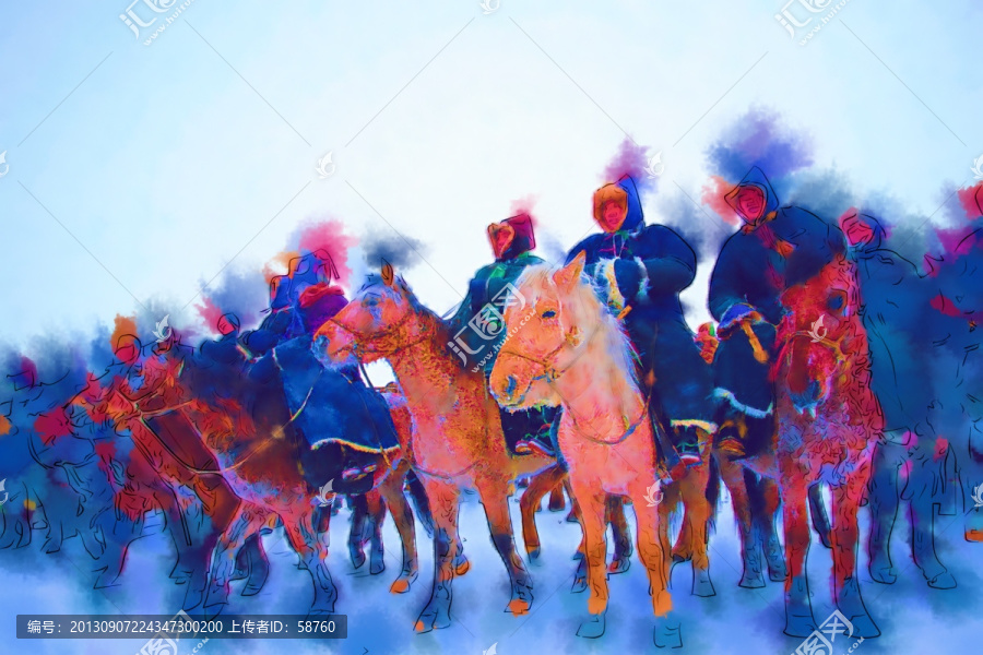 布里亞特馬隊(duì),電腦水彩畫