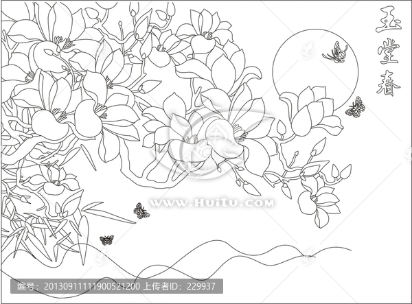線描玉蘭花